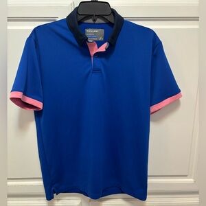 Twillory Performance Blue Pink Trim Short Sleeve Polo Men’s Size M